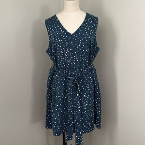 BloomChic Blue and White Sleeveless Shorts Romper with Matching Belt Sz10
